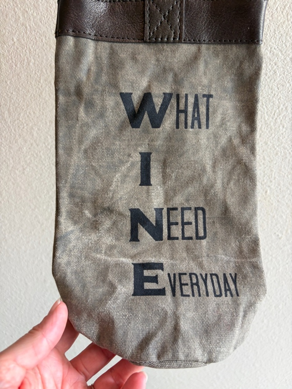 Mona B What I Need Everyday Wine Lover Upcycled Canvas Tote - Picture 3 of 4